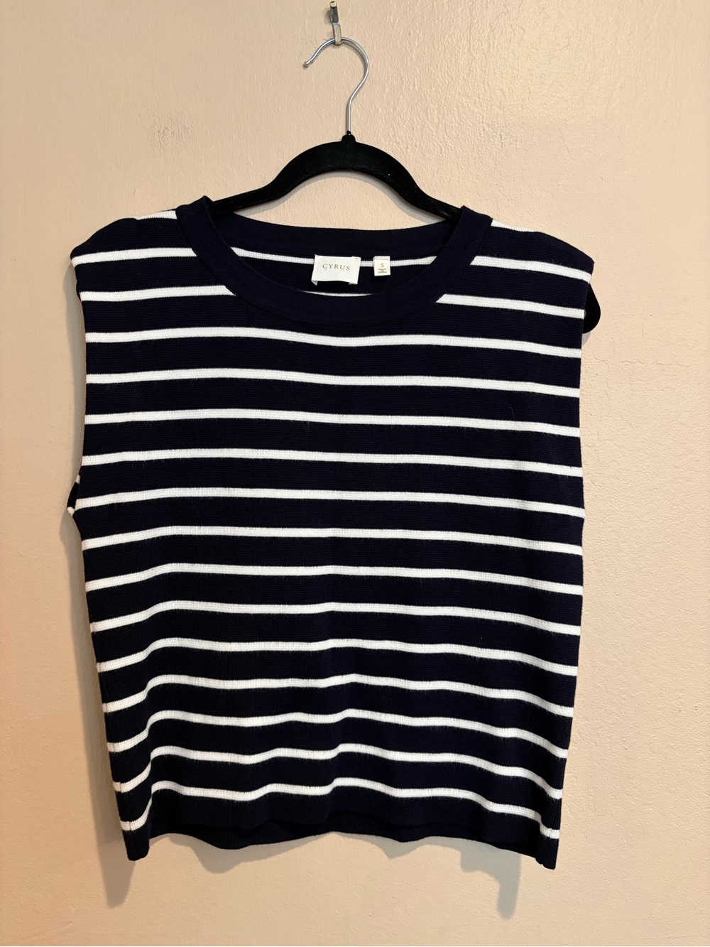 Cyrus Navy and White Striped Crewneck Sweater Vest, Beachy Vacay, Casual Summer
